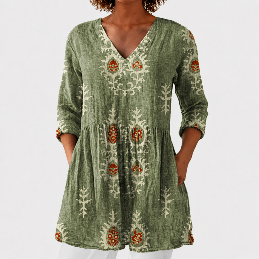 Elise | Long Blouse with V-Neck