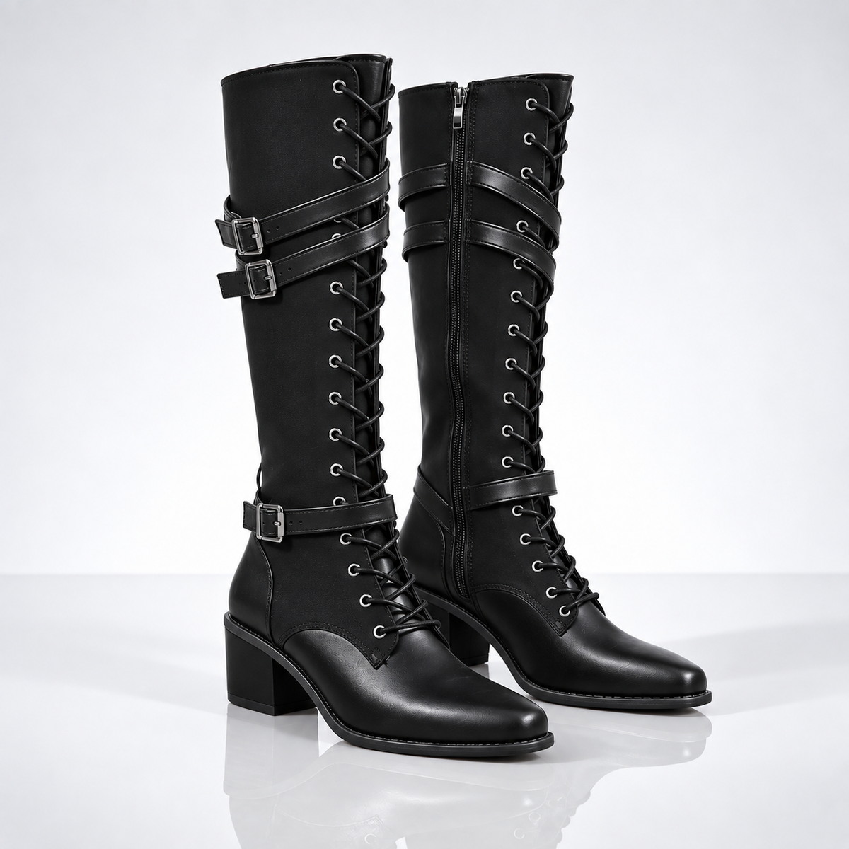 Brenna Lace-Up Strap Boots