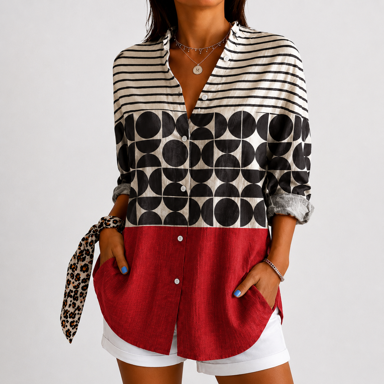 MOLLY | RETRO CHARM COLORBLOCK BLOUSE