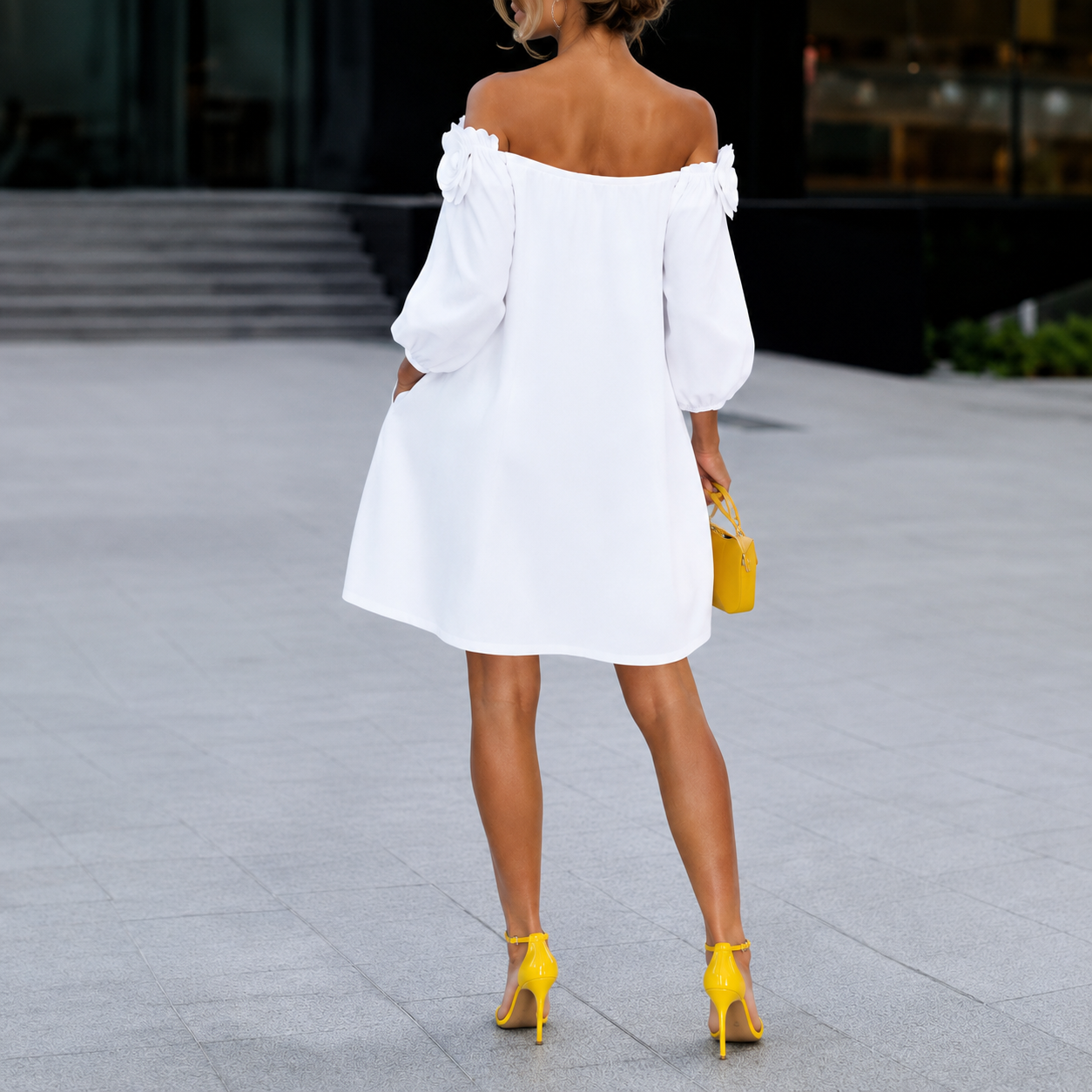 Greenora™ Off-Shoulder Floral Appliqué Dress
