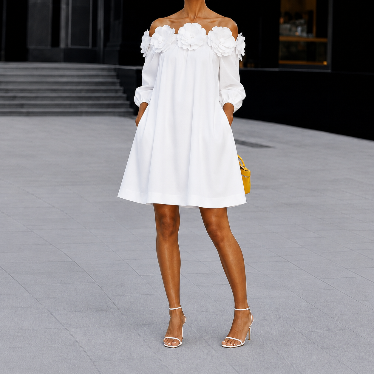 Greenora™ Off-Shoulder Floral Appliqué Dress