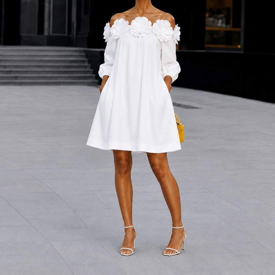 Greenora™ Off-Shoulder Floral Appliqué Dress