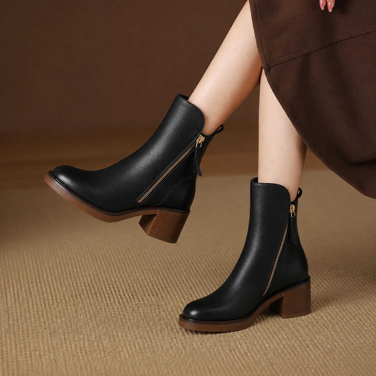 Gloria | Chic Leather Ankle Boots for Effortless Style