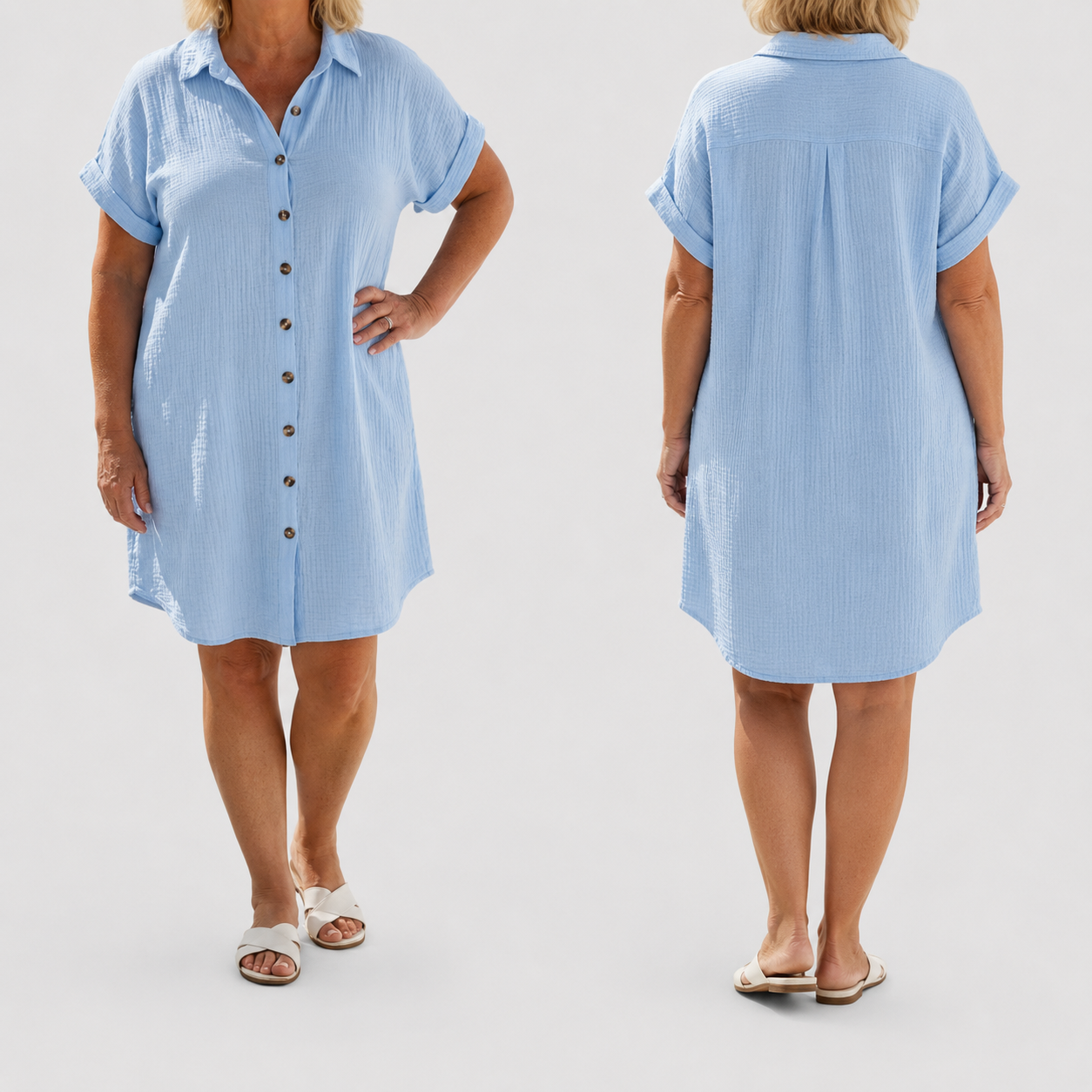 Briseis | Collared Short Sleeve Knee Length Dress