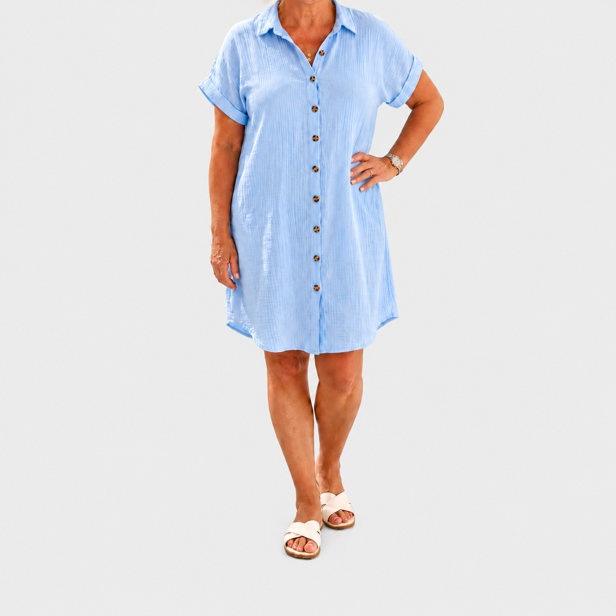 Briseis | Collared Short Sleeve Knee Length Dress