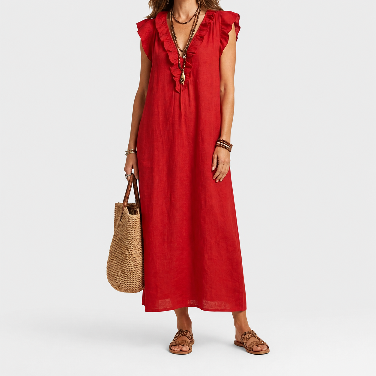 Josette | Ruffle V-Neck Maxi Dress