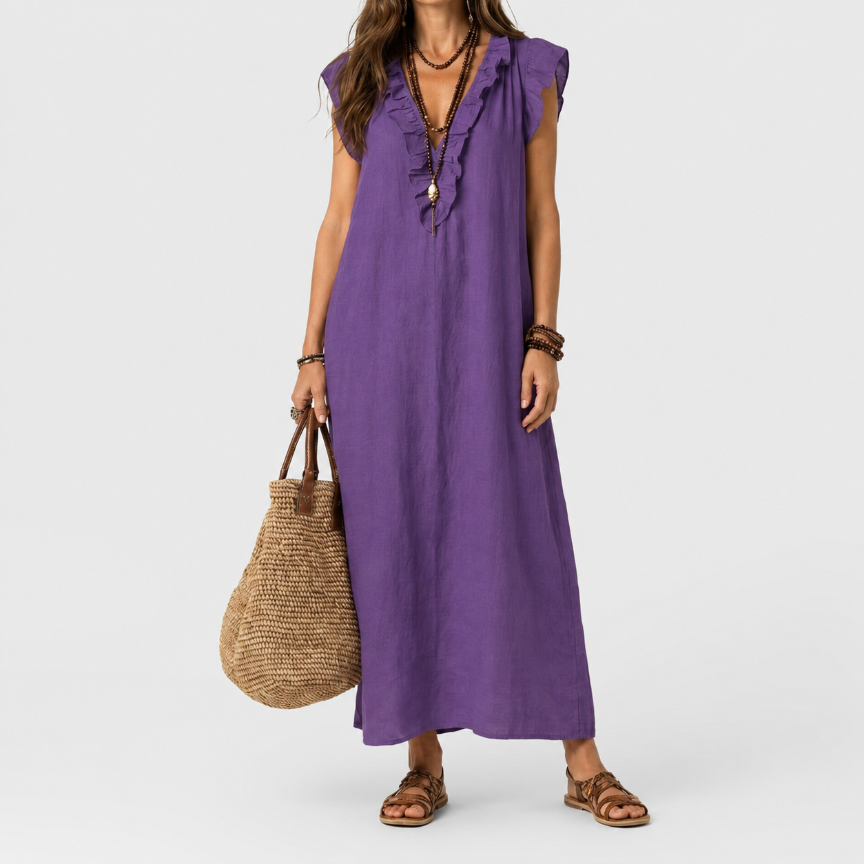 Josette | Ruffle V-Neck Maxi Dress