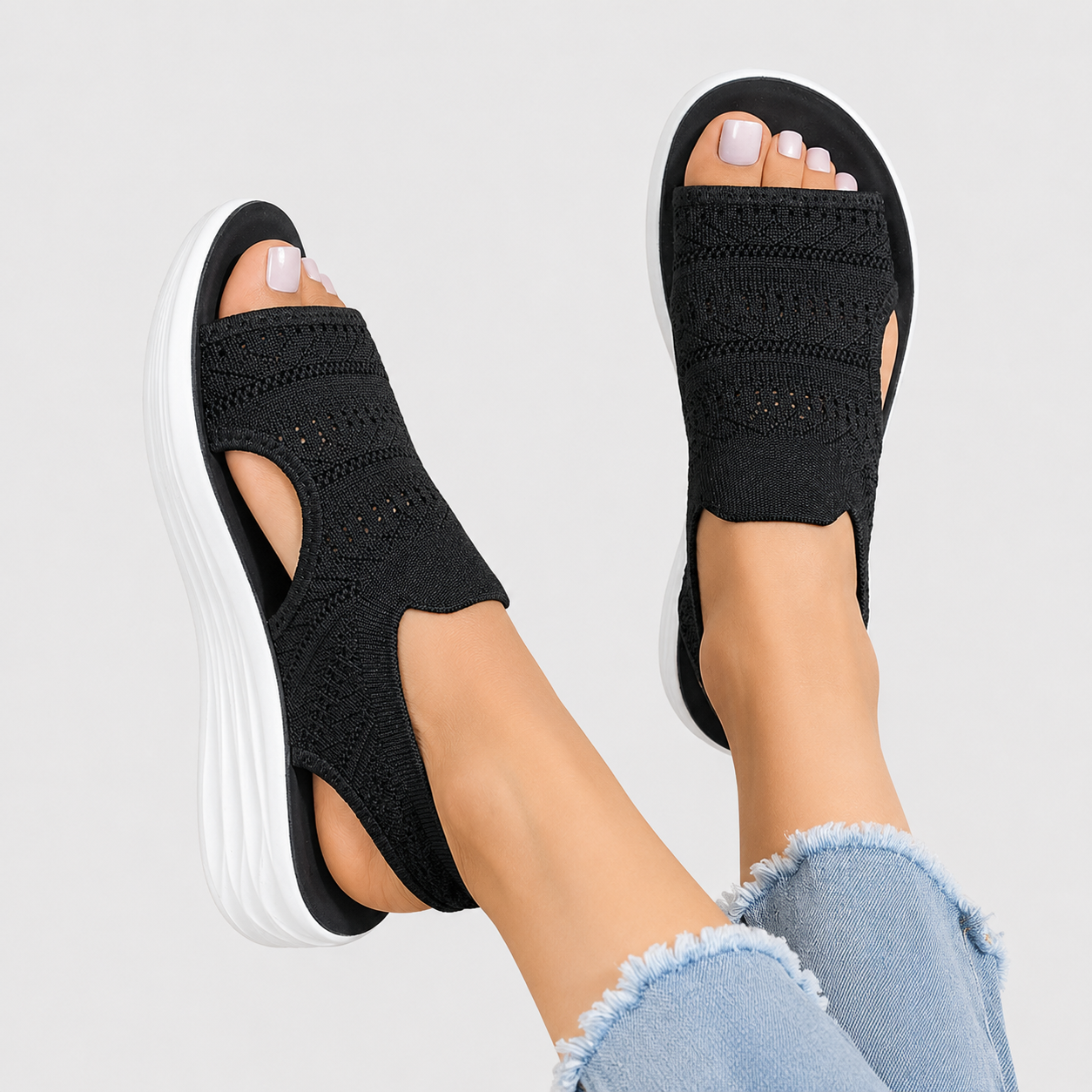 Zina - Breathable Knit Platform Sandals