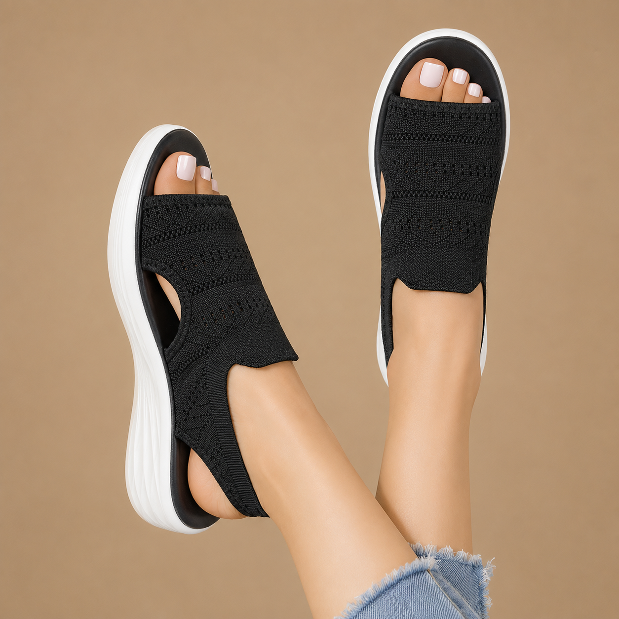 Zina - Breathable Knit Platform Sandals