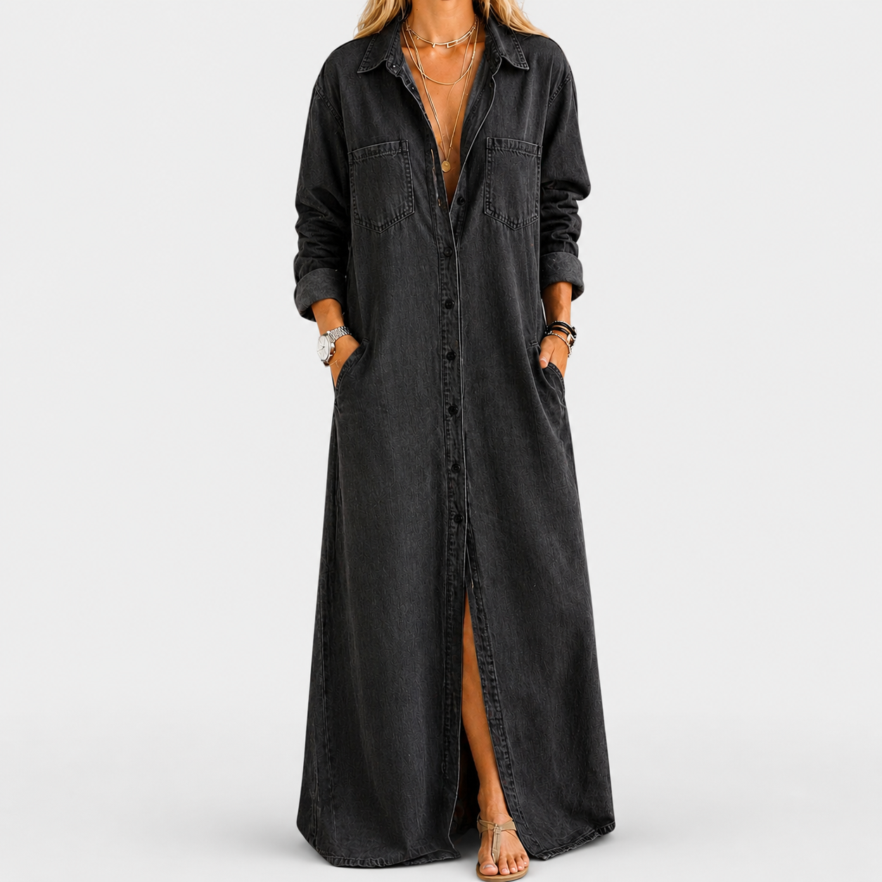 Andrea | Denim Button Down Dress