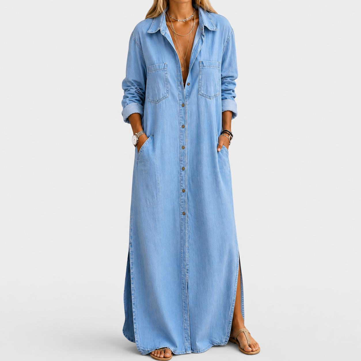 Andrea | Denim Button Down Dress