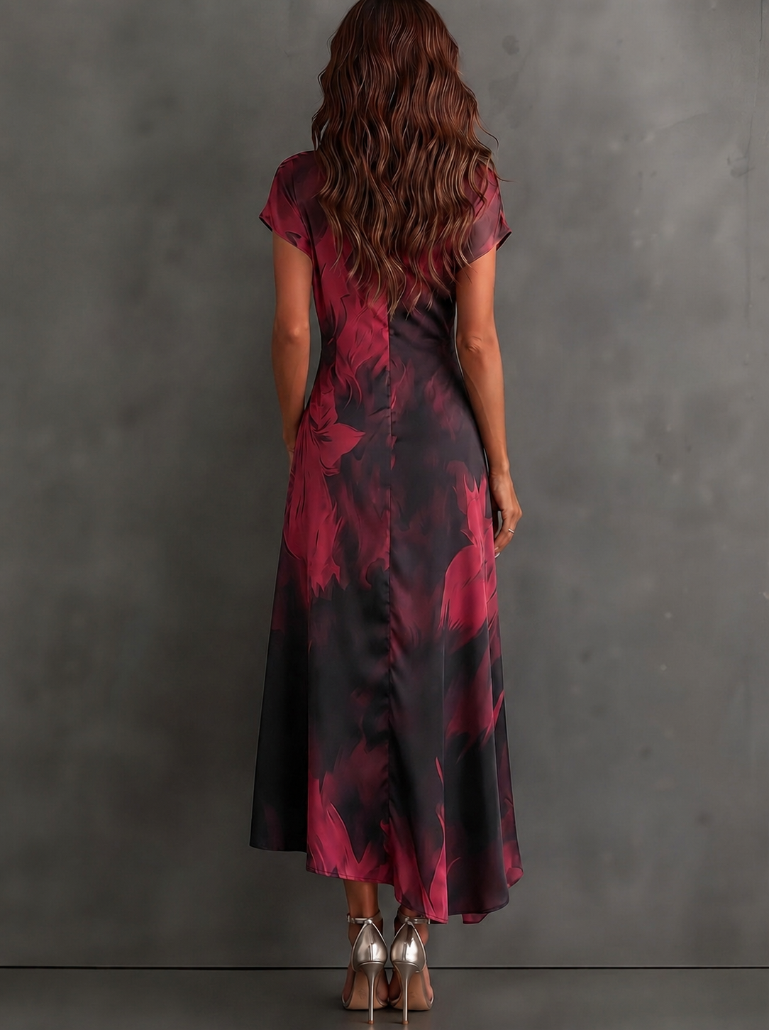 Roselle - Silky-Drape Shirt-Collar Maxi Dress