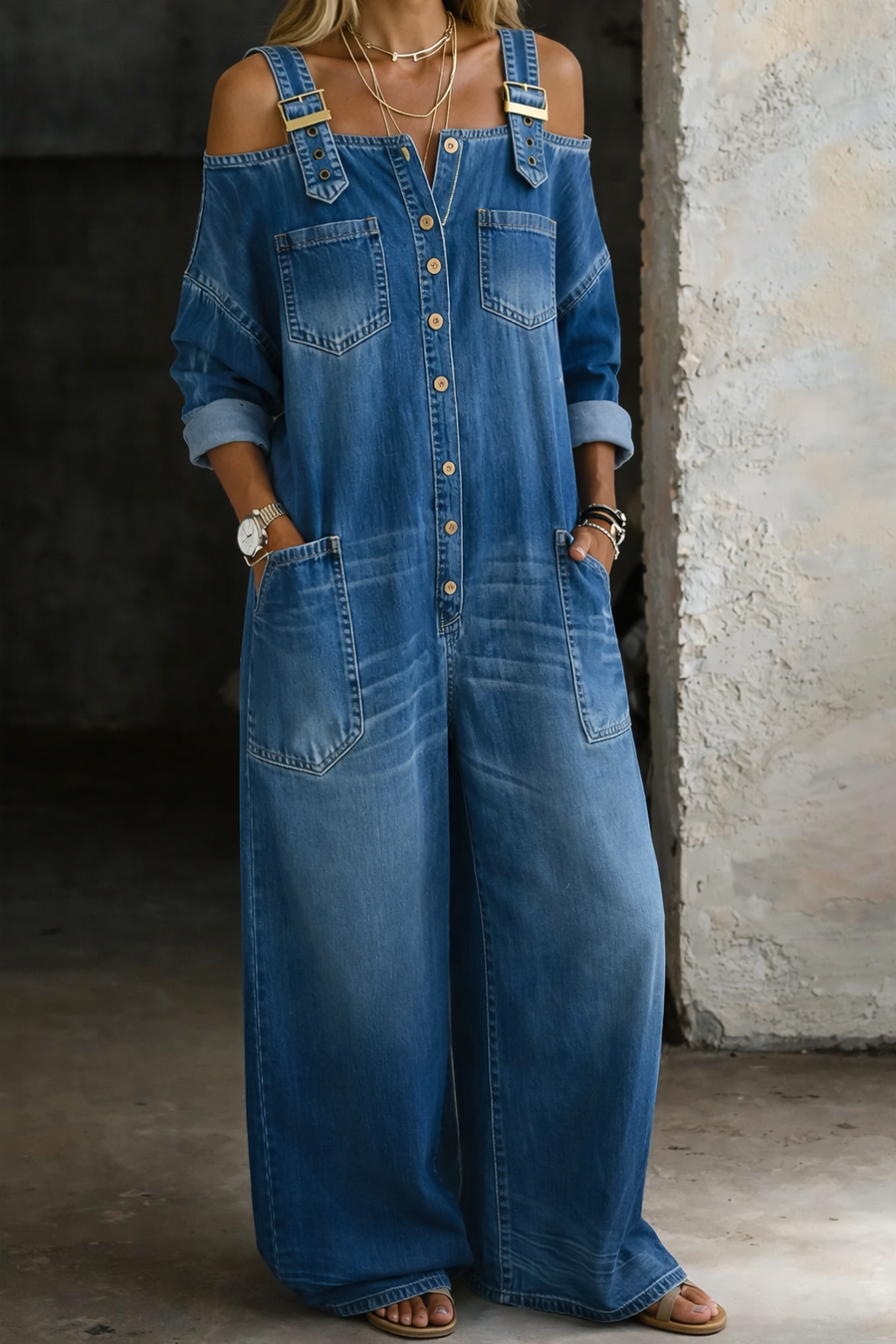 Gloria | Relaxed Cold-Shoulder Jumpsuit