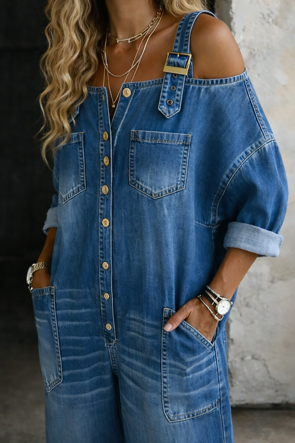 Gloria | Relaxed Cold-Shoulder Jumpsuit