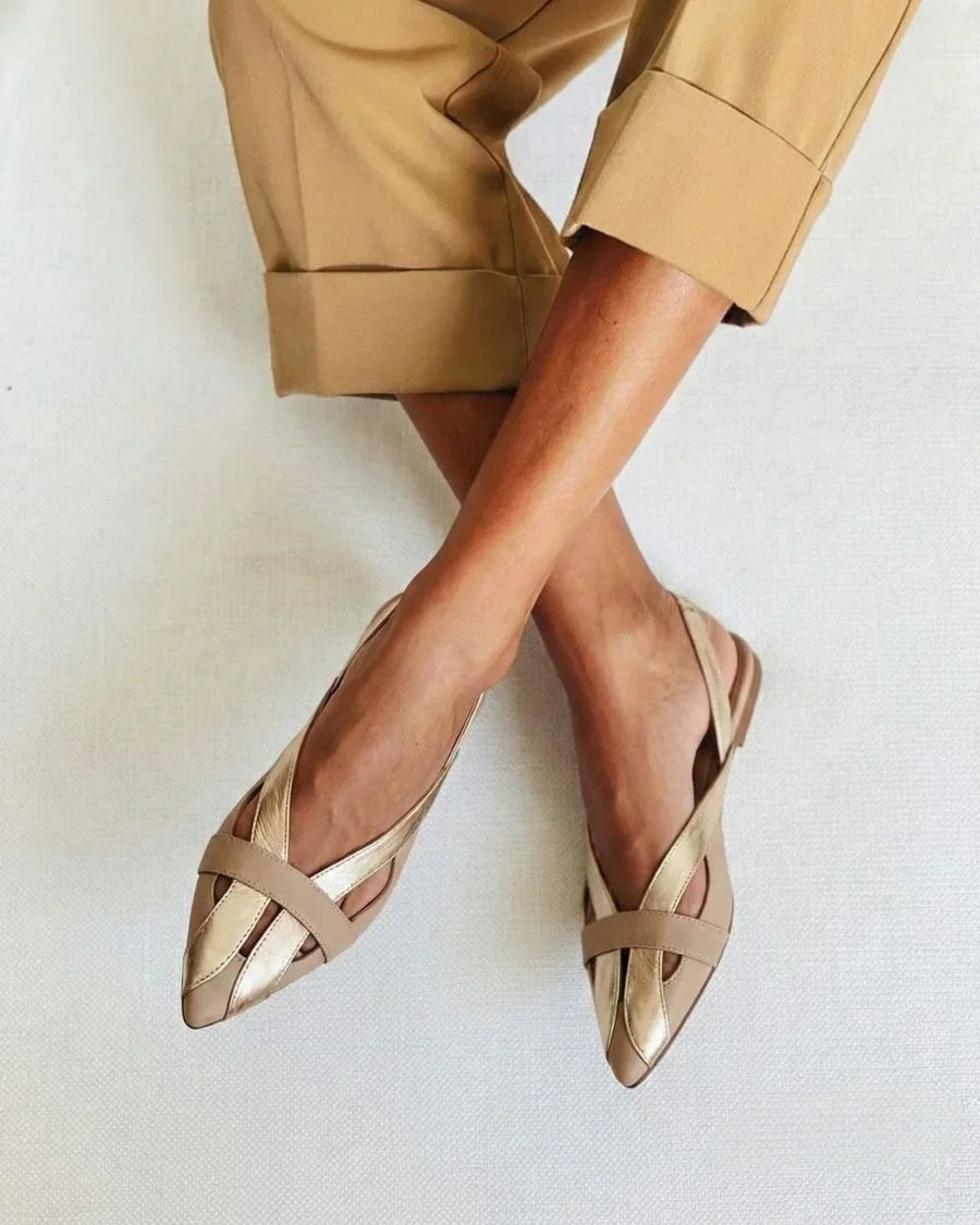 Olive - Chic Color-Block Pointed-Toe Slingback Flats