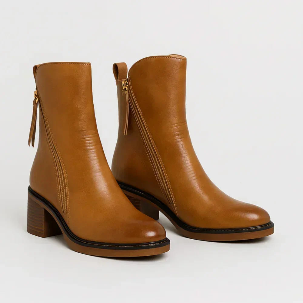Gloria | Chic Leather Ankle Boots for Effortless Style
