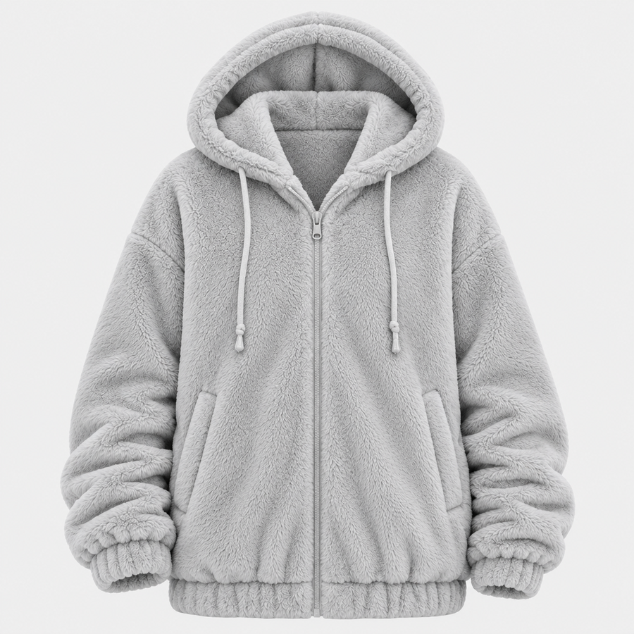 Mara – Women’s Teddy Fleece Hooded Zip Cardigan