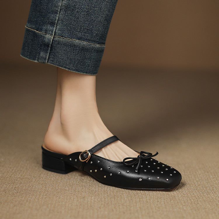 Belle Genuine Leather Mules