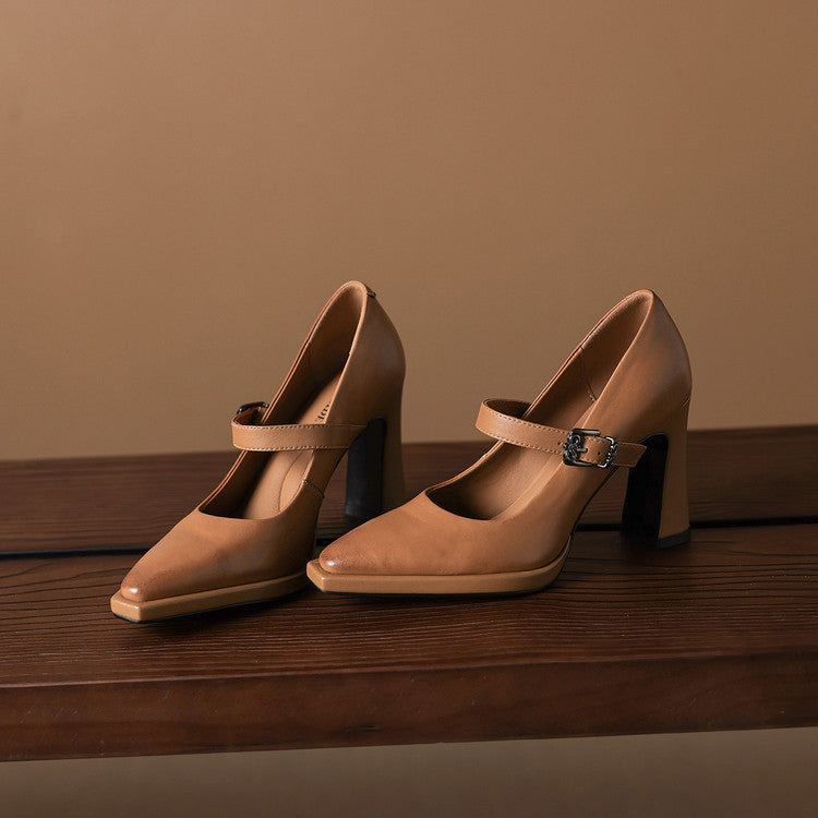 Clara Genuine Leather Heels