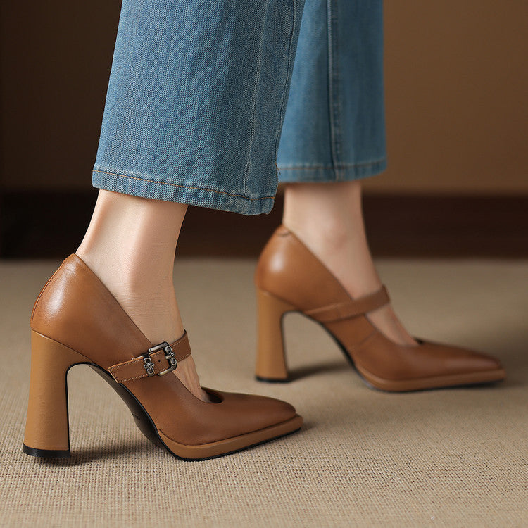Clara Genuine Leather Heels