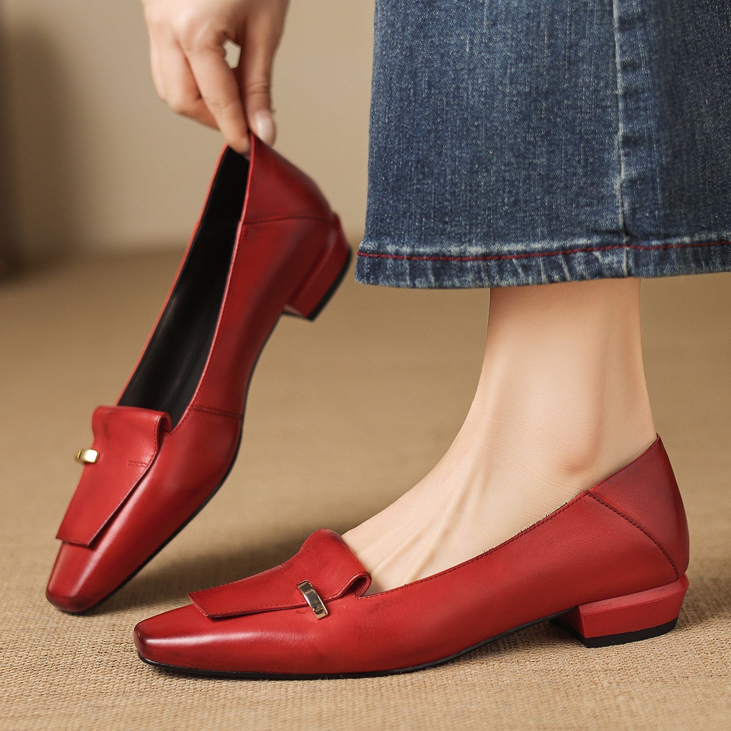 Luciana Genuine Leather Flats