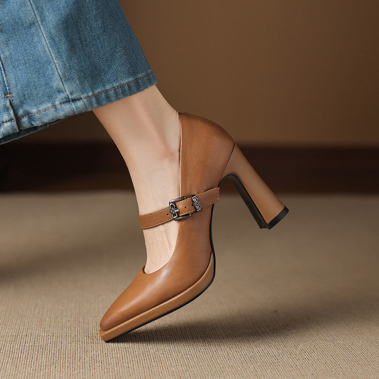 Clara Genuine Leather Heels