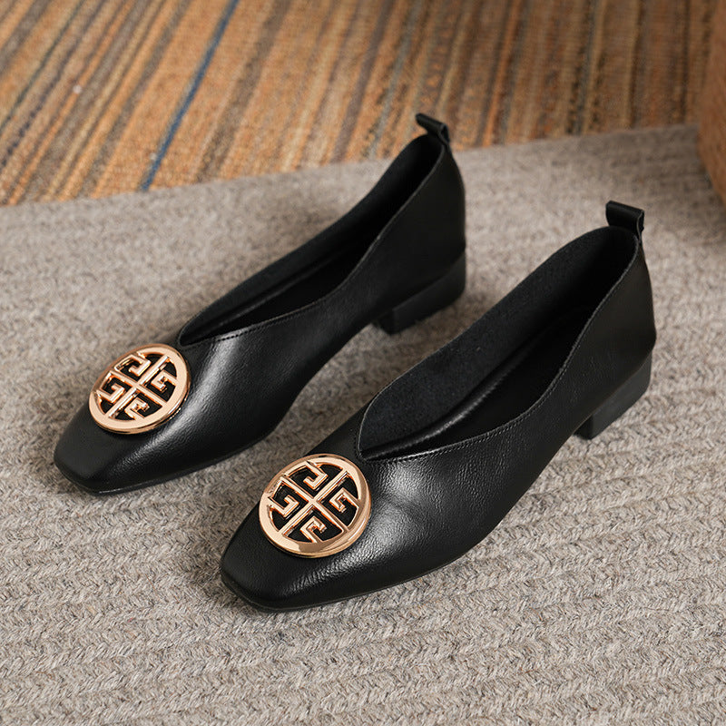 Orchard Leather Square-Toe Flats
