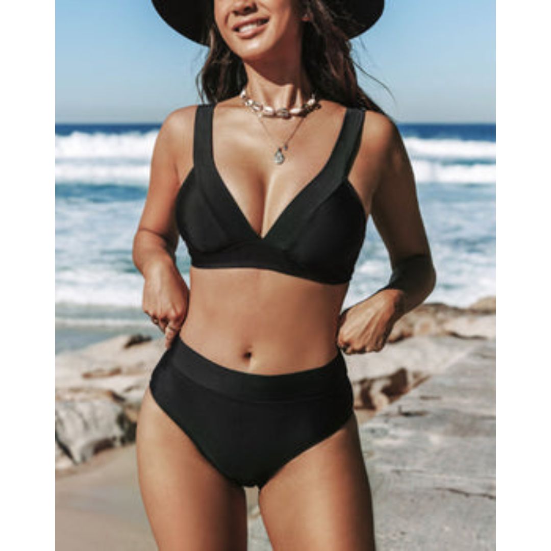 Claire - High-Waisted Solid Swimsuit