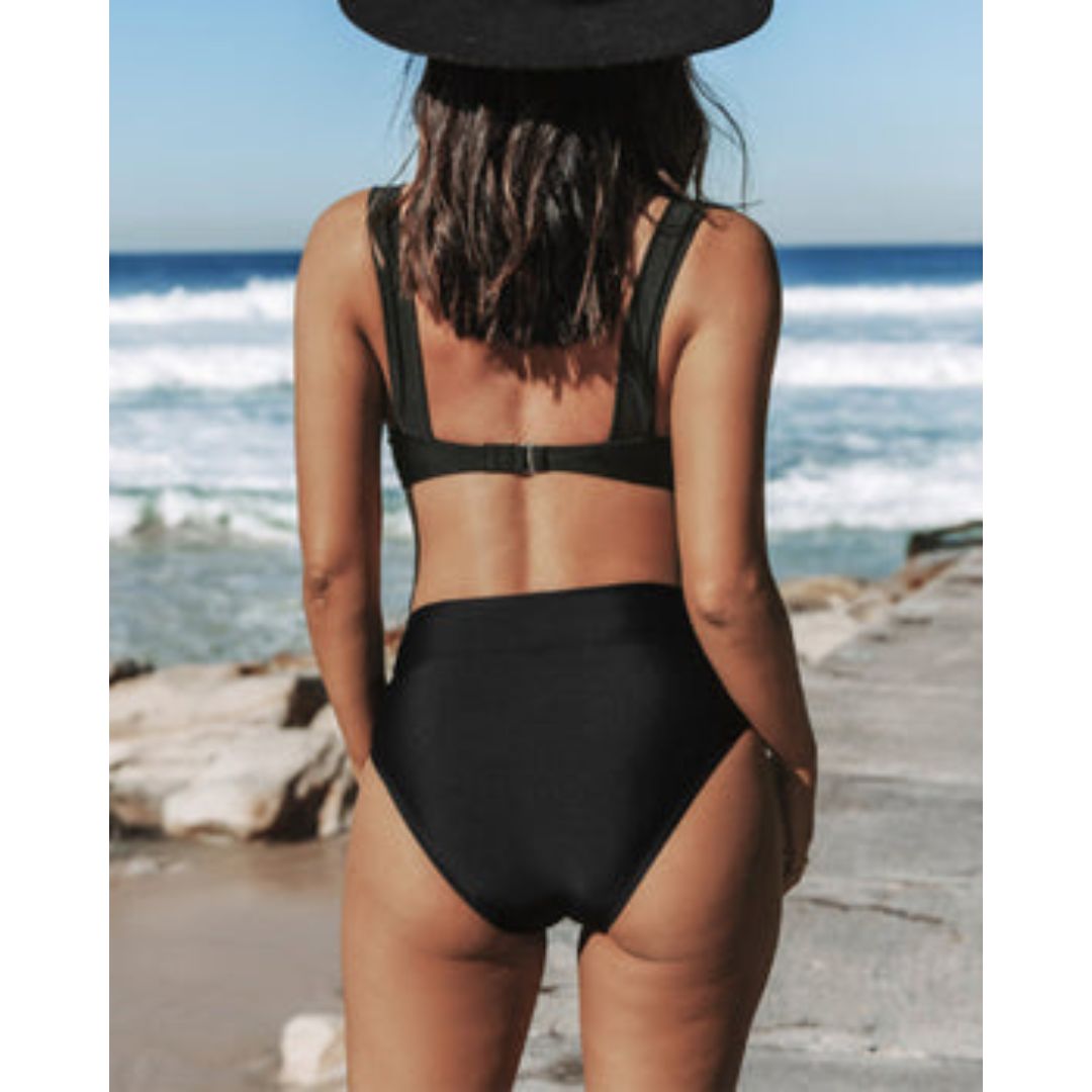 Claire - High-Waisted Solid Swimsuit