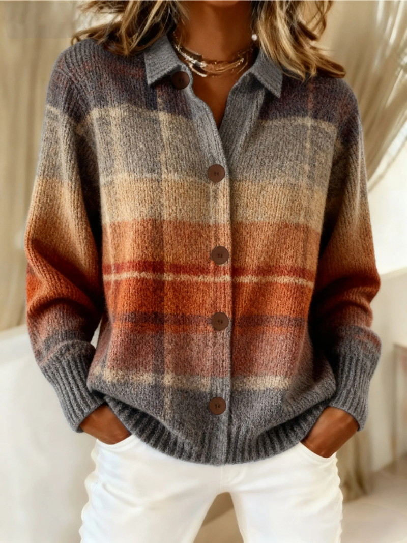 Clara | Autumn Ombre Plaid Cardigan