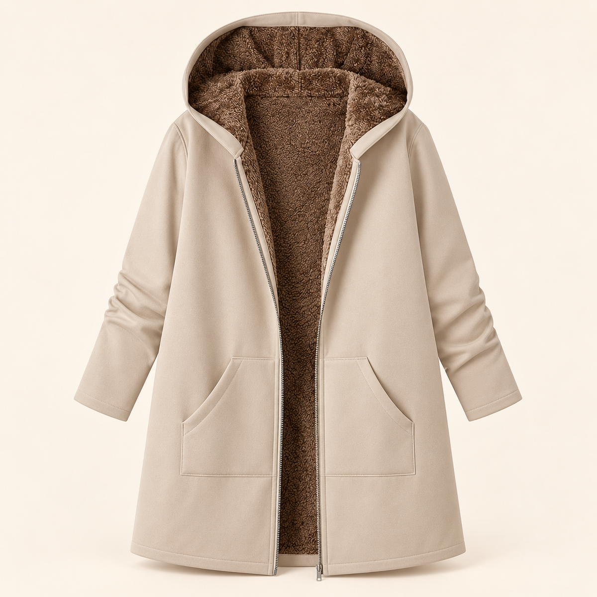Evelyn | Cozy Sherpa-Lined Hooded Cardigan Coat