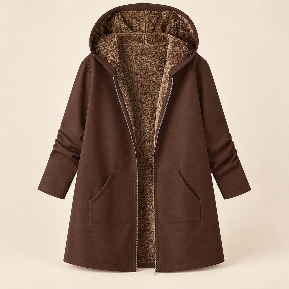 Evelyn | Cozy Sherpa-Lined Hooded Cardigan Coat
