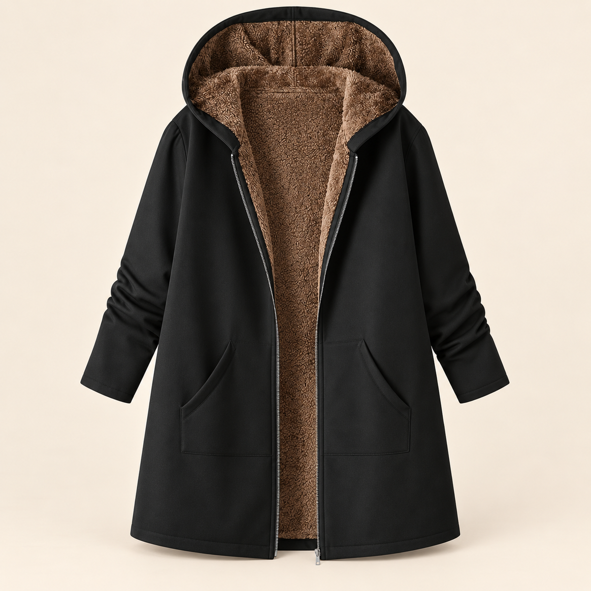 Evelyn | Cozy Sherpa-Lined Hooded Cardigan Coat