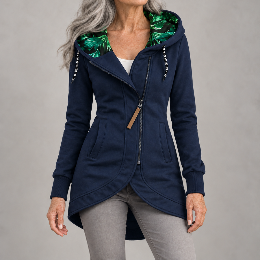 Elena – Hooded Quilted Longline Cardigan Jacket