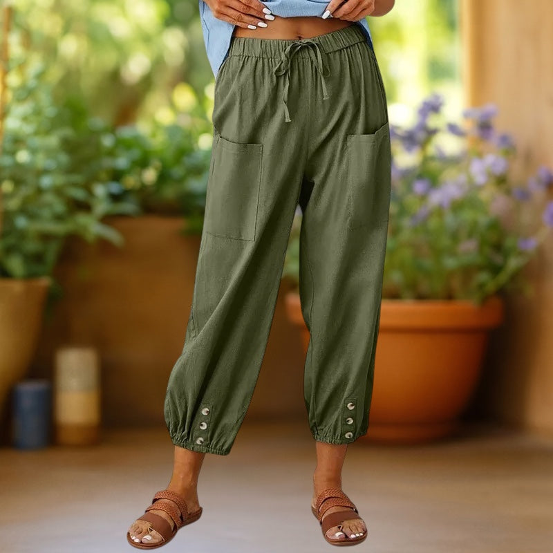 Aurelia | Linen Wide-Leg Crop Trousers