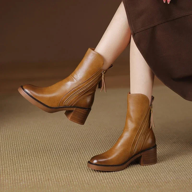 Gloria | Chic Leather Ankle Boots for Effortless Style
