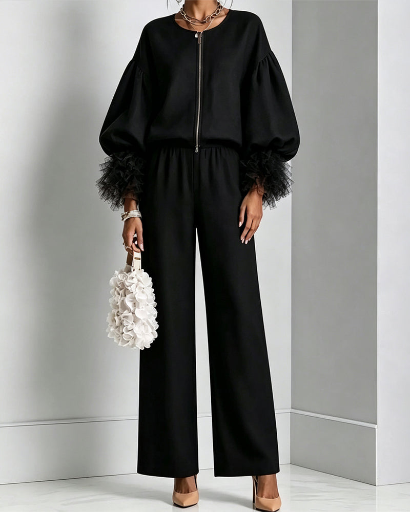 Elaine – Relaxed Balloon-Sleeve Two-Piece Set