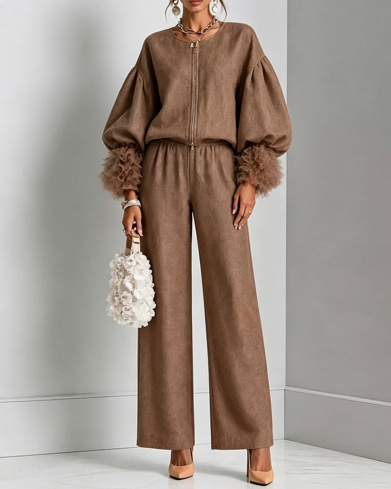Elaine – Relaxed Balloon-Sleeve Two-Piece Set