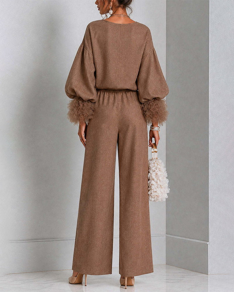 Elaine – Relaxed Balloon-Sleeve Two-Piece Set
