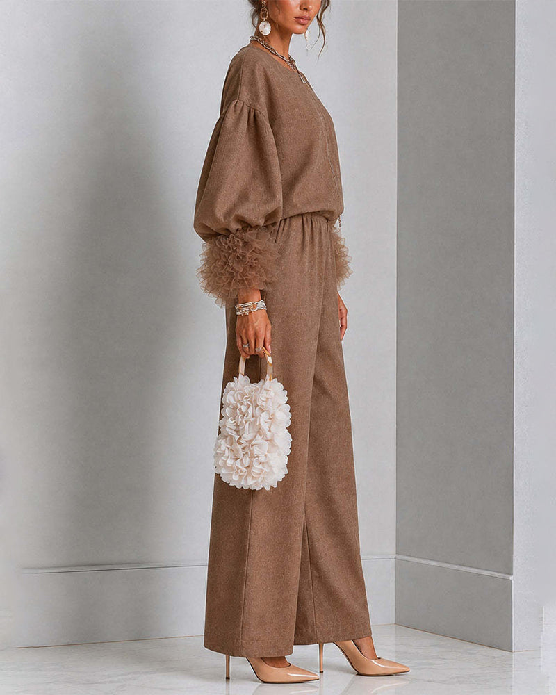 Elaine – Relaxed Balloon-Sleeve Two-Piece Set