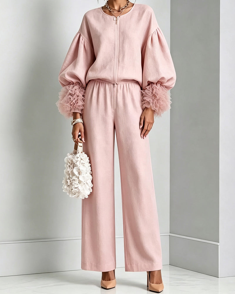 Elaine – Relaxed Balloon-Sleeve Two-Piece Set
