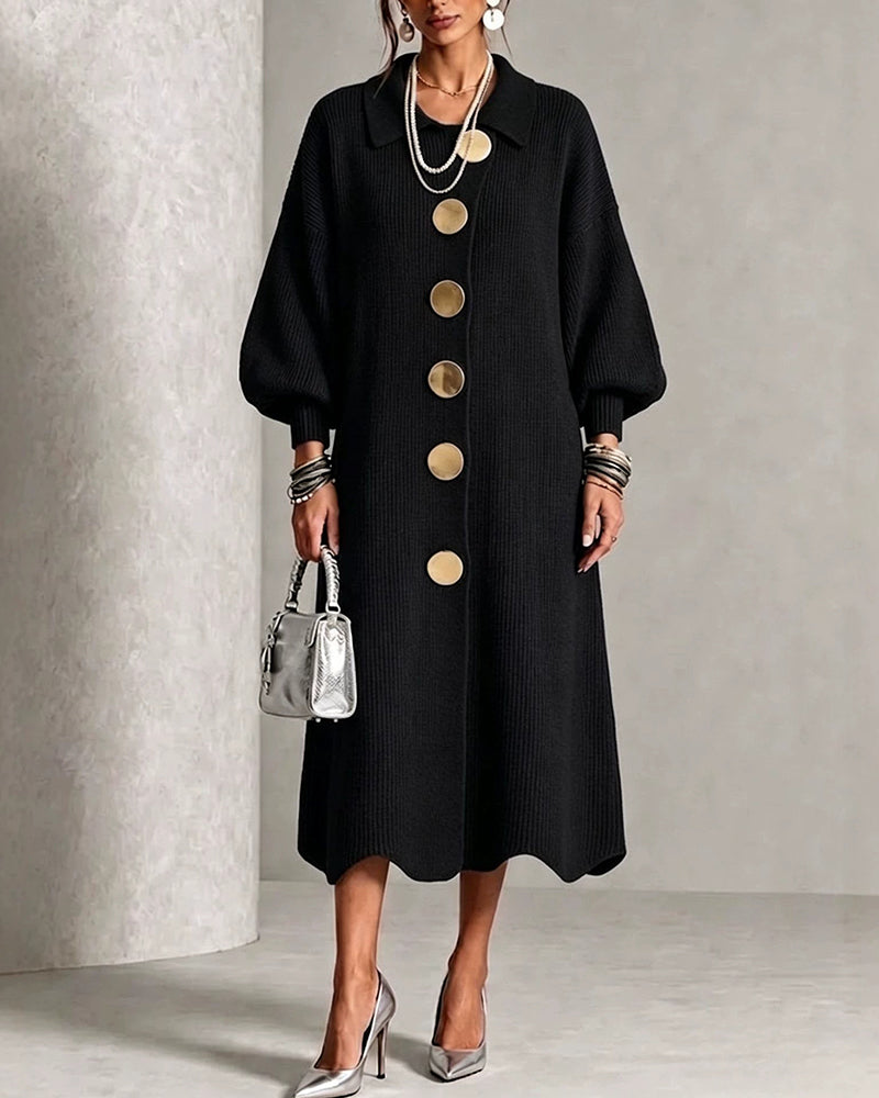 Diane – Elegant Ribbed Button Midi Dress
