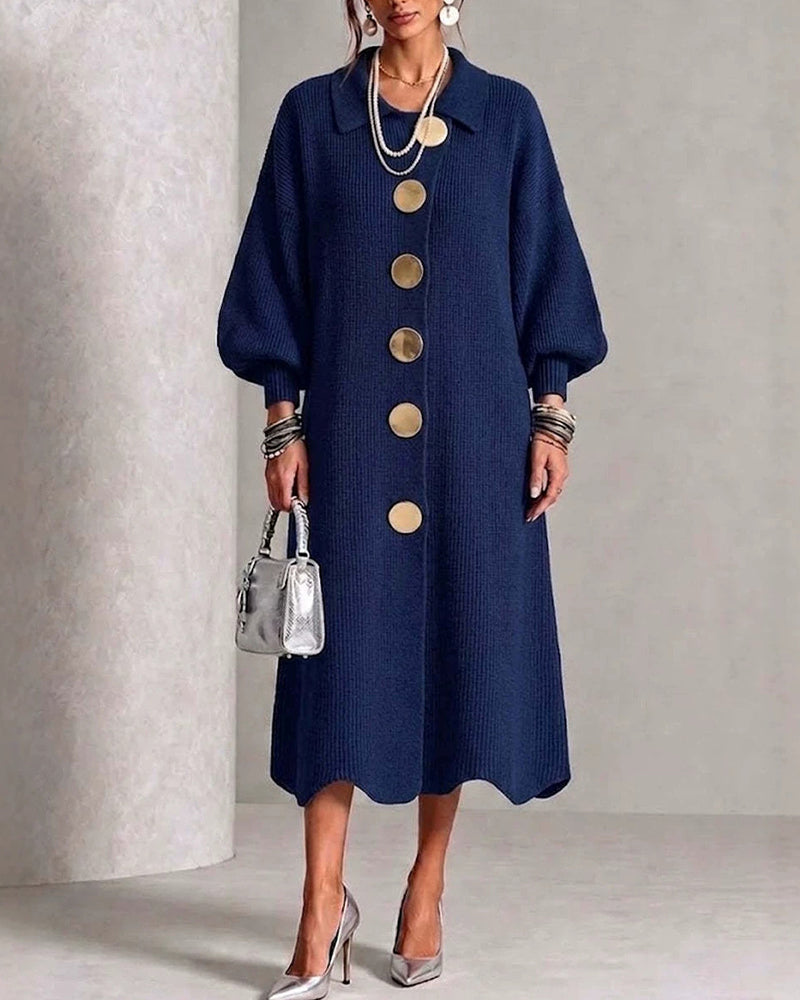 Diane – Elegant Ribbed Button Midi Dress