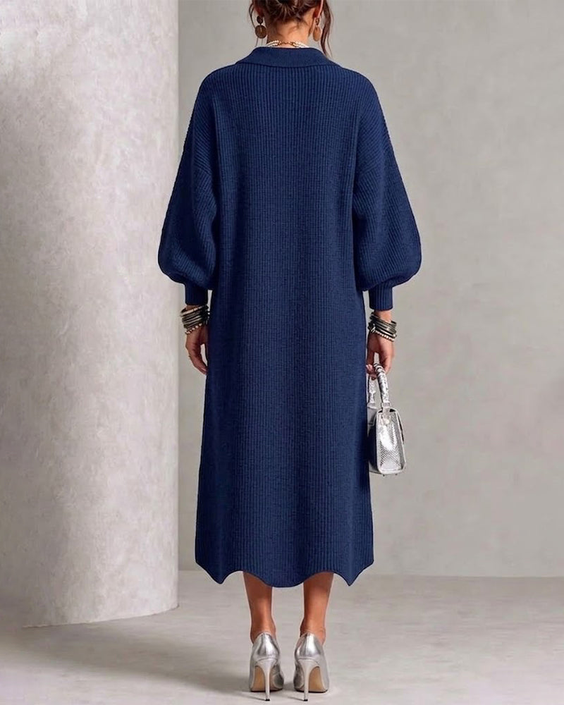 Diane – Elegant Ribbed Button Midi Dress