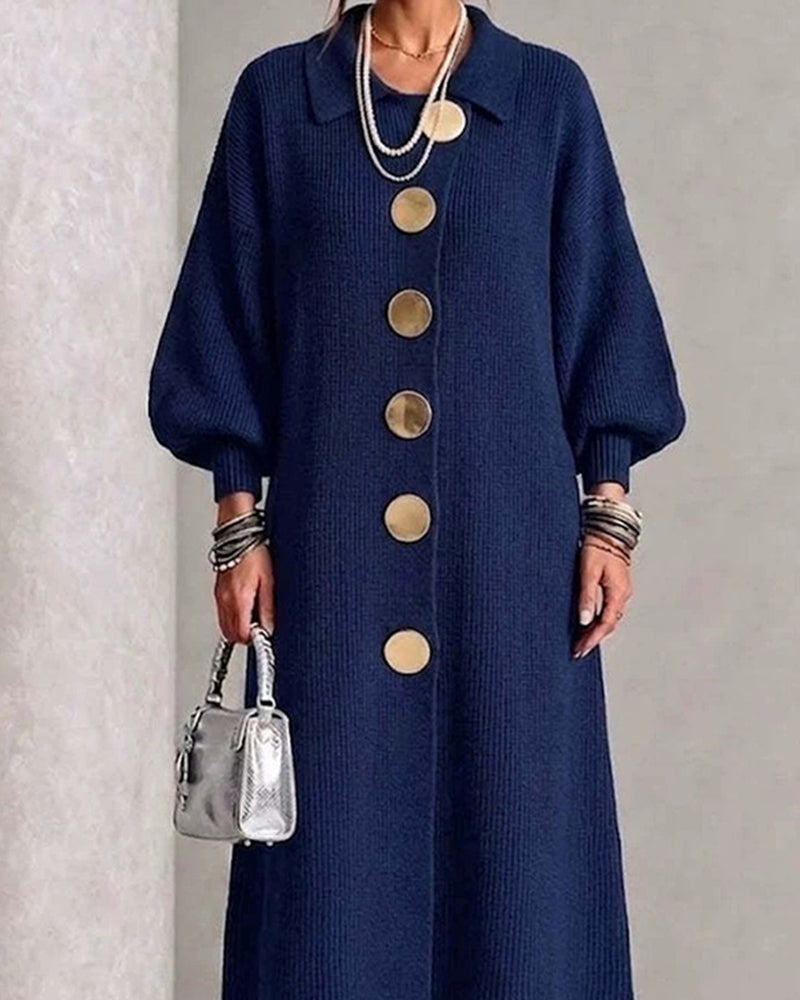 Diane – Elegant Ribbed Button Midi Dress