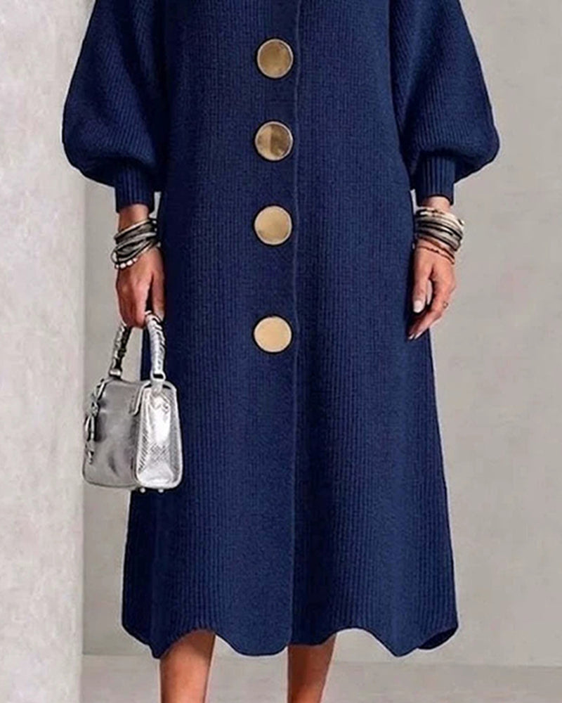 Diane – Elegant Ribbed Button Midi Dress