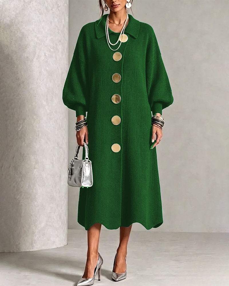 Diane – Elegant Ribbed Button Midi Dress