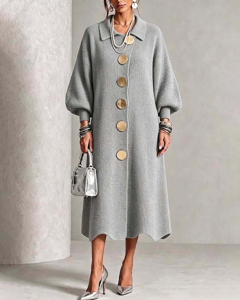 Diane – Elegant Ribbed Button Midi Dress