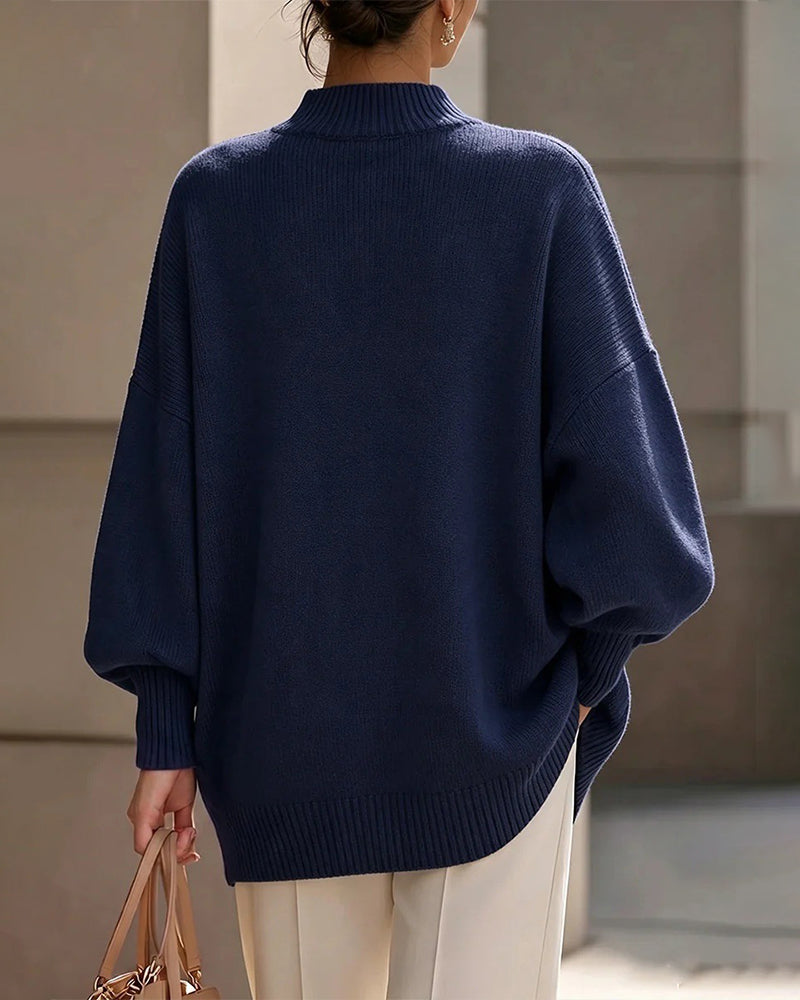 Marianne – Relaxed Asymmetrical Button Sweater