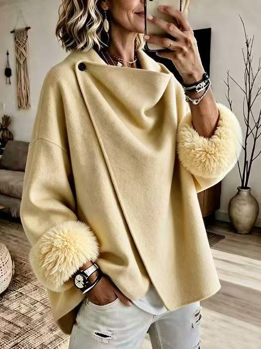 Elena – Asymmetrical Cowl Neck Poncho Top
